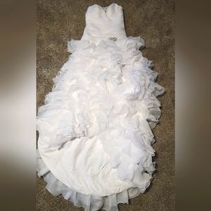 FLIRT WHITE HI LOW PROM PAGEANT BRIDE FORMAL DRESS Unsized